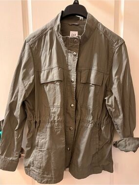 GAP Women's Olive Utility Jacket with Drawstring Waist